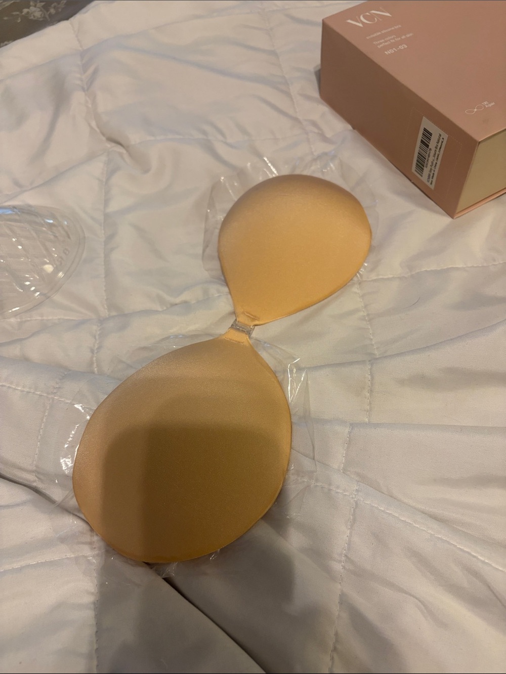 Seamless Adhesive Backless Bra Cups — Beige Nude Strapless Support